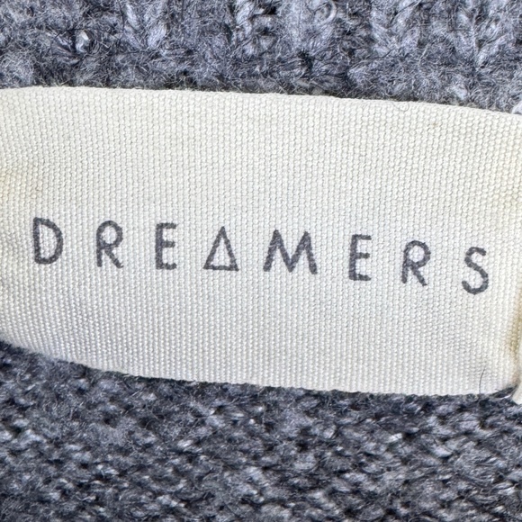 DREAMERS Gray Knit Pullover Oversized Sweater With Bows On Wrists / Size Small - Picture 12 of 13